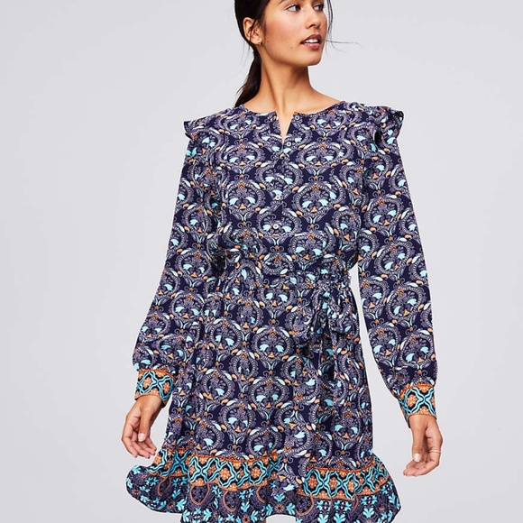 LOFT Dresses & Skirts - NWT LOFT Women's Shoulder Ruffle Shirtdress